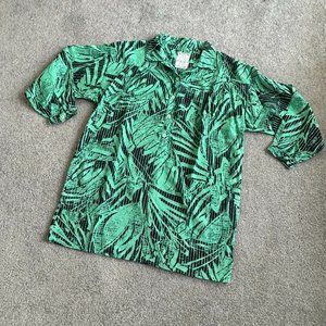 * Kitch 100% Cotton Half Button Loose Shirt in Green and Black LARGE     - T1481